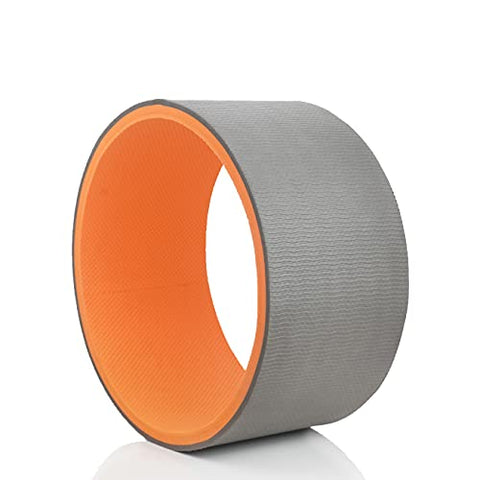 Image of Coreteq Balance Core Yoga Wheel EVA Foam Padded 13 x 6 inch Extra Wide (Grey-Orange)