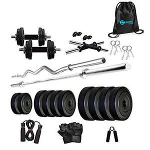HASHTAG FITNESS Leather 30kg, Gym Equipment's Set (Black)