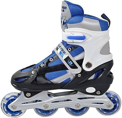 Image of MRUD Adjustable Inline Skating Sports Shoes for Childrens Comfertable Roller Skate for Outdoor Fun with Roller Skates for 5 to 16 Yrs Boys and Girls with Blue Color