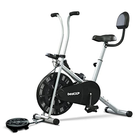 Image of beatXP Tornado Spark 4F Air Bike Exercise Cycle for Home |Gym Cycle for Workout With Adjustable Cushioned Seat |Fixed Handles | Back Support & Tummy Twister With 6 Months Warranty (Grey)