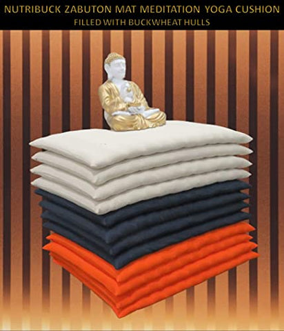 Image of NutriBuck™ | Meditation | Yoga | Cushion | (Zabuton Mat) | Filled with Buckwheat Hulls (Orange)