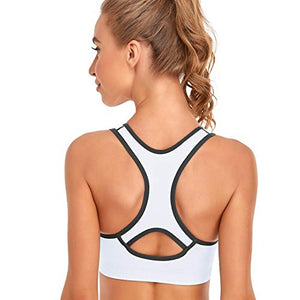 GXXGE Padded Racerback Sports Bras for Women High Impact Workout Yoga Gym Activewear Fitness Bra Black White Small