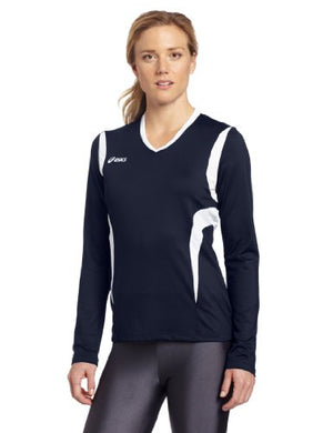 ASICS Women's Mintonette Long Sleeve Tee, Navy/White, Small