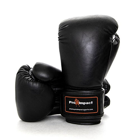 Image of Pro Impact Pro Style Boxing Gloves Black 16 Oz