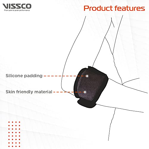Vissco Tennis Elbow Support, Pain Relief Belt, Provides an ideal compression to the strained muscles of the elbow for Men & Women-Put it for Tennis Elbow, Pain & Tenderness of Forearm -Universal(Grey)