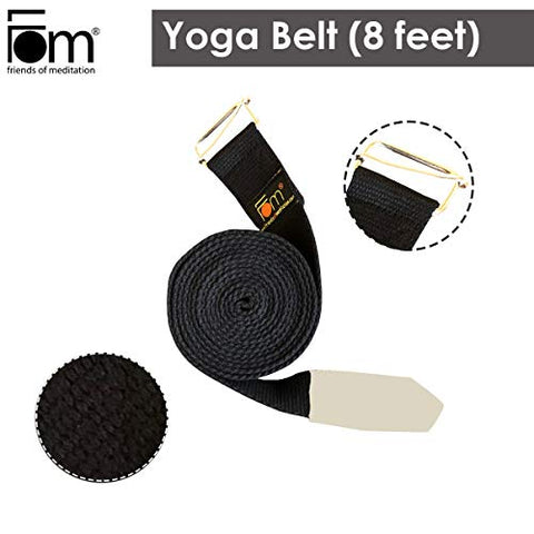 Image of FOM (Friends of Meditation) Yoga Belt- Best for Daily Stretching, Yoga, Pilates, Physical Therapy, Fitness (Black)