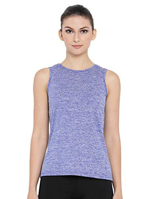 Clovia Women's Blue Gym/Sports Textured Activewear Top (AT0070P03_Blue_XL)