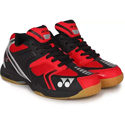 Yonex Tru-Cushion XII Non Marking Badminton Court Shoes, Black/Red/Silver - 8 UK