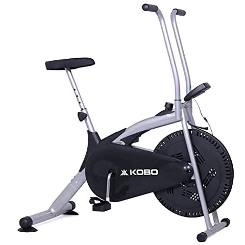 Image of Kobo Imported AB-5 Air Bike Deluxe Exercise Cycle with Fixed Handle and Digital LCD Display Monitor