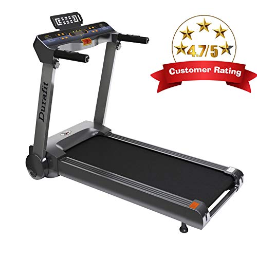 Durafit - Sturdy, Stable and Strong Spark 1.25HP (2.5HP Peak) DC-Motorised Treadmill (Max Speed: 12 km/hr, Max Weight: 95) with Free home installation and Foldable & Moveable, LED Display