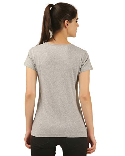 MIDAAS Women's T-Shirt (MS_153_L_Grey Melange_Large)
