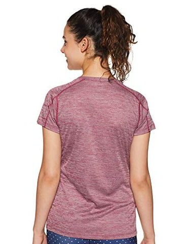 Image of Columbia Women's Plain Regular fit T-Shirt (AL6914_Bright Lavender Stripe M)