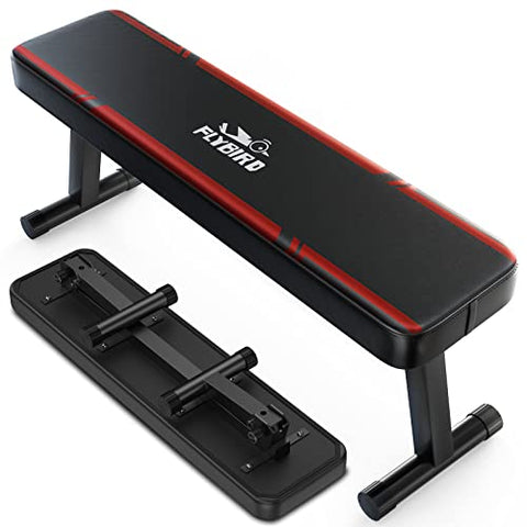 Image of FLYBIRD Flat Weight Bench Exercise Bench Foldable for Strength Training, 650 LBS Weight Capacity