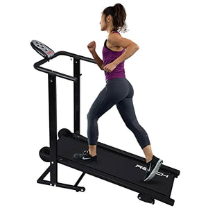 Reach T-90 Manual Treadmill for Home Workout | Foldable Treadmill With Wheels | Walking & Running Machine For Home Gym | Manual Incline | 12 Months Warranty | Max User Weight 100kg