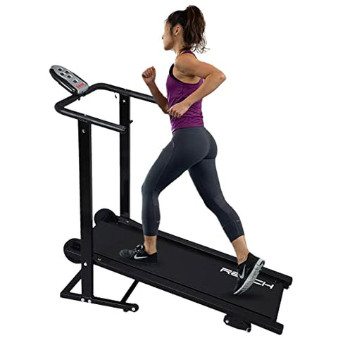 Image of Reach T-90 Manual Treadmill for Home Workout | Foldable Treadmill With Wheels | Walking & Running Machine For Home Gym | Manual Incline | 12 Months Warranty | Max User Weight 100kg