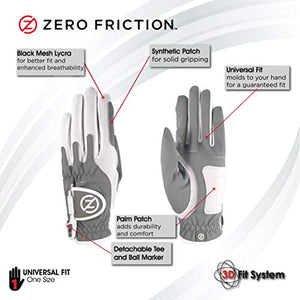 Zero Friction Ladies Grey Synthetic Golf Glove, LH
