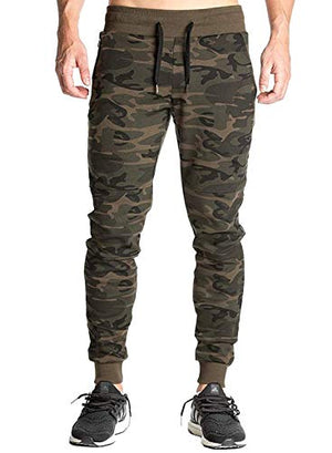 Peppyzone Men's Camouflage Regular Fit Track Pant (L, Dark Green)