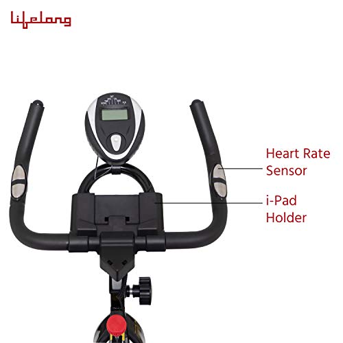 Lifelong LLF45 Fit Pro Spin Fitness Bike with 6Kg Flywheel, Adjustable Resistance and heart rate sensor (1 year warranty)