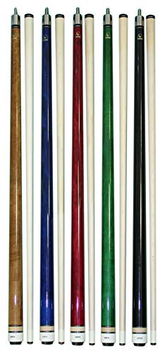 Set of 5 Wrapless Brand New Aska L3 Billiard Pool Cues, 58" Hard Rock Canadian Maple, 13mm Hard Le Pro Tip, Mixed Weights, Black, Blue, Brown, Green, Red. Perfect Quality. Improve Your Game Room