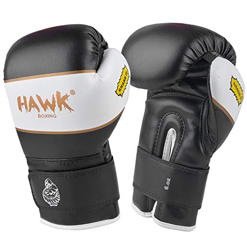Hawk Sports Kids Boxing Gloves for Kids Children Youth Punching Bag Kickboxing Muay Thai Mitts MMA Training Sparring Gloves (Black, 6 oz)