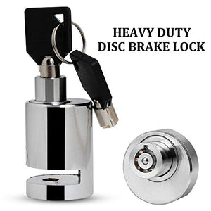 Allextreme EXHDBL1 Stainless Steel Heavy Duty Painted Finish Disc Brake Anti Theft 7mm Pin Wheel Locking Security Lock for Bike and Motorcycle (Chrome )