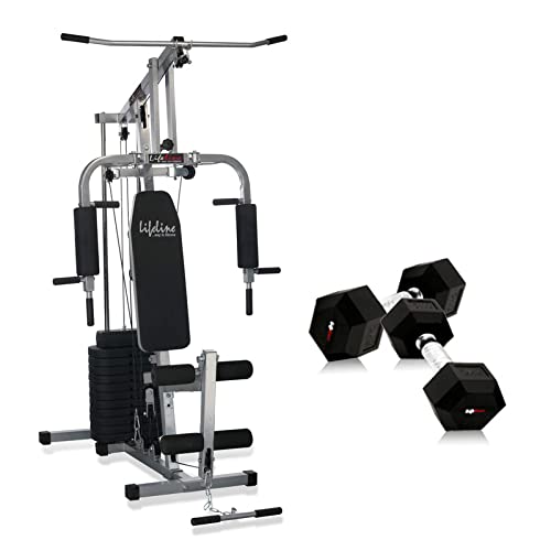 Lifeline Fitness HG-002 Multi Home Gym Multiple Workout Exercise Machine Chest Biceps Shoulder Triceps Legs at Home, 72kg Weight Stack, Made in India, 10KG Dumbbell Set