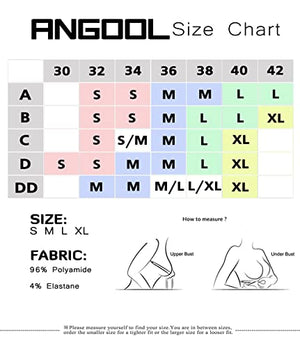 ANGOOL Women's Strappy Sports Bra with Adjustable Straps - Medium Support Longline Wirefree Activewear Bra,2 Pack,Black+Grey,Medium
