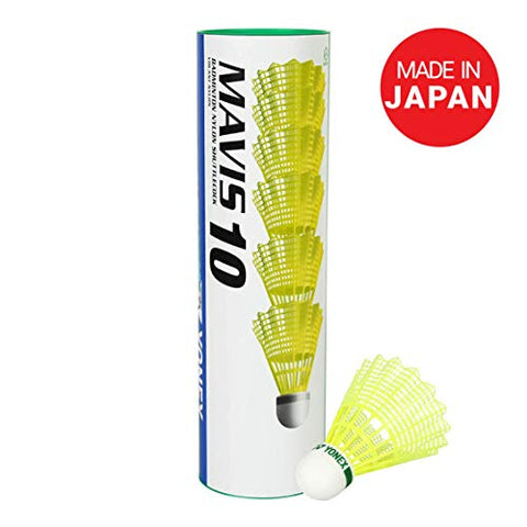 Image of Yonex ZR 100 Light Aluminium Badminton Racquet with Full Cover | Made in India (Black)+Yonex Mavis 10 Nylon Shuttlecock, Yellow, Pack of 6 | Made in Japan (Green Cap)