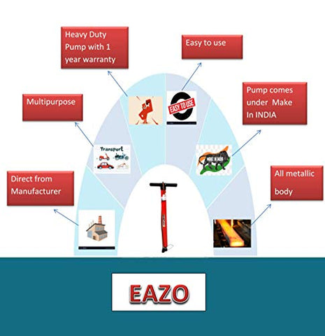 Image of EAZO Steel Multipurpose Air Pump (for car,Bicycles,Scooters,Balls,Bikes etc)…