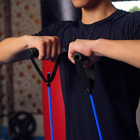 Image of JoyFit Resistance Tube, Toning Tube with Door Anchor for Exercise, Workout - Blue ( 7-10 KG )