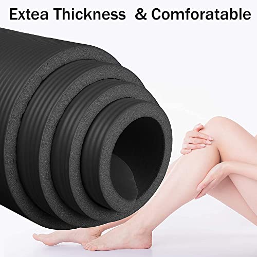 Yoga Mat - 13MM Thick High Density NBR Eco Friendly Non Slip Exercise & Fitness Mat for Mens and Women All Types of Yoga, Pilates Funko Pop! Keychain (72"inch x 24" inchx 13mm) (12MM, Black)