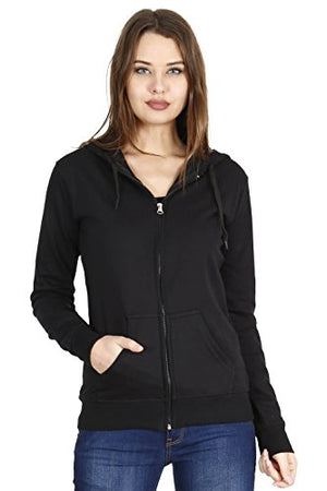 FLEXIMAA Women's Cotton Hooded Hoodie (whooblack7c-s_Black_Small)