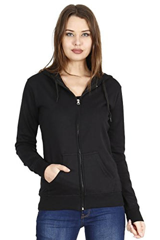 Image of FLEXIMAA Women's Cotton Hooded Hoodie (whooblack7c-s_Black_Small)