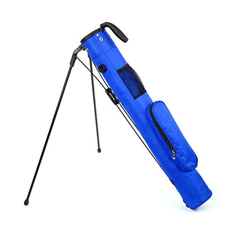 Image of LONGCHAO Golf Stand Bag, Lightweight Easy Carry Travel Case Pitch & Putt Golf Sunday Bag with Stand & Handle for Golf Clubs (Blue)