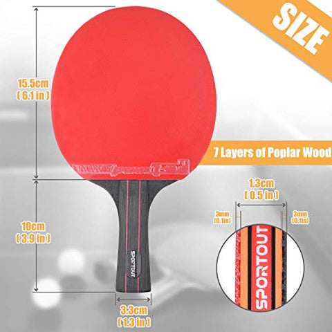 Image of Sportout Ping Pong Paddle Set, Portable 4 Player Set, Pingpong Racket Set with 4 Paddles, 8 Balls and Carry Bag for Children/Adult Indoor Outdoor Games, Thanksgiving Day for Kids