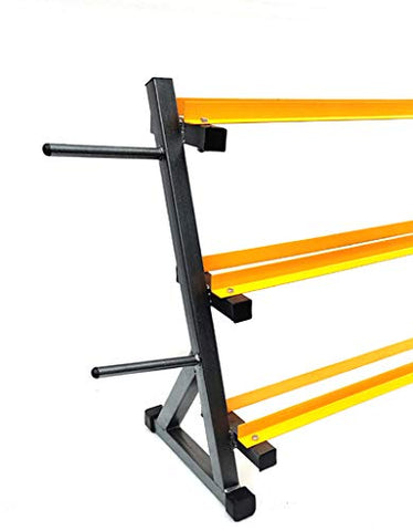 Image of Protoner Blend 2 in 1 Dumbbell and Plates Rack (Black, Yellow, 500 Kgs Capacity)