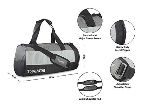 Image of TopGator Gym Bag Sports Duffel with Shoe Compartment 34 L (Grey/Black)