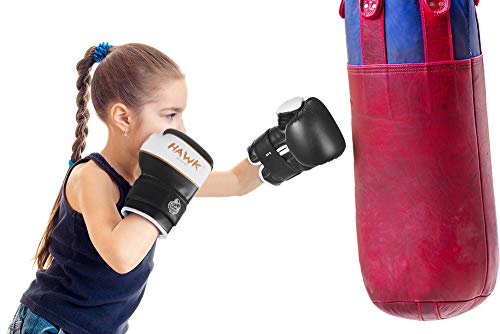 Hawk Sports Kids Boxing Gloves for Kids Children Youth Punching Bag Kickboxing Muay Thai Mitts MMA Training Sparring Gloves (Black, 6 oz)