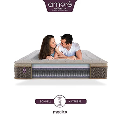 Image of AMORE High Resilience, HR Foam International Medico Eurotop 6 Inch Bonnell Spring Single Medium Mattress (75x30x6 Inch)