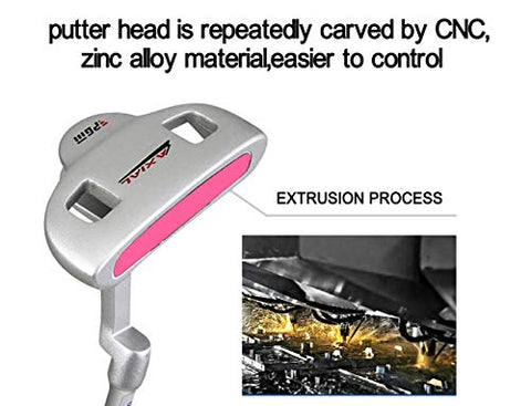 Image of Junior Golf Putter Stainless Steel Kids Putter Right Handed 3 Sizes to Choose Freely for Kids Ages 3-5 6-8 9-12(Pink Head+Pink Grip, 29inch,Age 9-12)