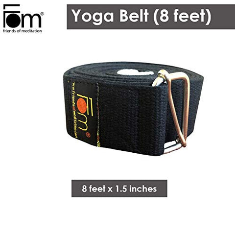 Image of FOM (Friends of Meditation) Yoga Belt- Best for Daily Stretching, Yoga, Pilates, Physical Therapy, Fitness (Black)