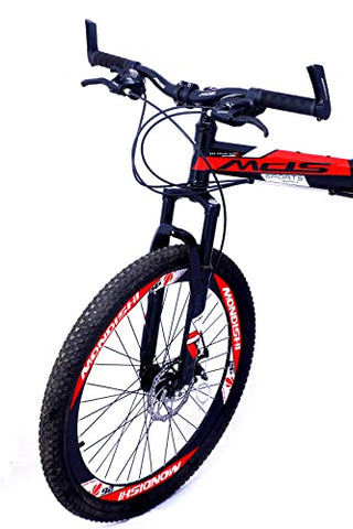 Image of MDS Unlimited CYCLES ROADY 26 inches 21 Shimano Gear Dual Suspension 18 Inches Steel Frame Double Disc Brake Foldable MTB Mountain Bike Cycle for Unisex (Black Red )