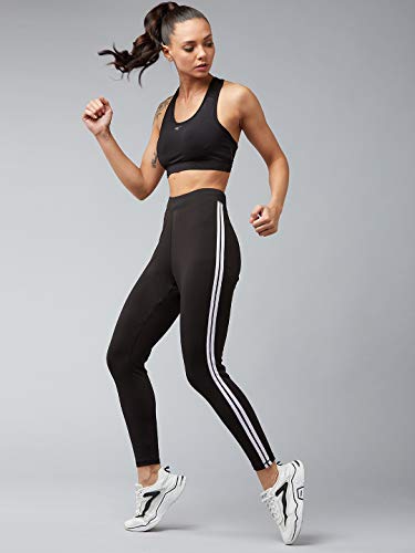 BLINKIN Yoga Gym Workout Trackpants and Active Sports Fitness Highwaist Stripped Tights for Women|Girls(5550,Color_Black with White Stripes,Size_5XL)