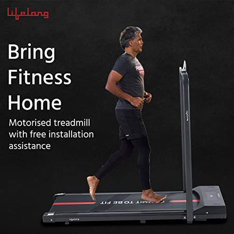 Image of Lifelong Treadmill LLTM162 Fit Pro 2 HP Peak DC Motorized|Under Desk Treadmill| Home Workout | Max Speed 8 Km/Hr | Walking Pad | Max User Weight 110 Kg | Free Installation Assistance | Black