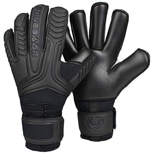 Renegade GK Vulcan Onyx Goalie Gloves with Fingersaves | 3.5+3mm Hyper Grip & 4mm Duratek | Black Soccer Goalkeeper Gloves (Size 6, Youth, Kids, Roll Cut, Level 3)