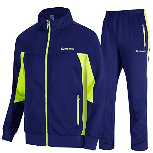 Gopune Men's Athletic Tracksuit Full Zip Warm Jogging Sweat Suits (Royal Blue,XS)