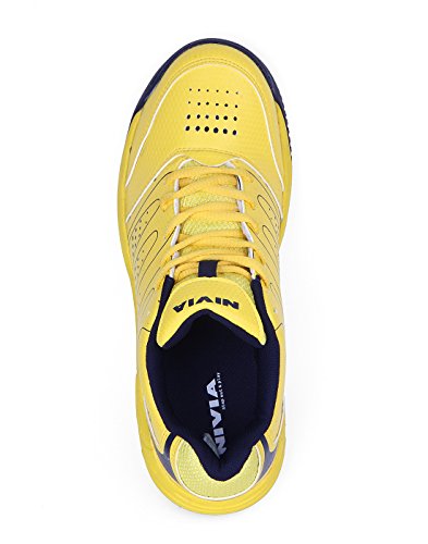Nivia Men's PU Tennis Shoes (Yellow Blue) - 7 UK