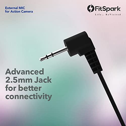 FitSpark External MIC Exclusively for Eagle i9 Action Camera with 2.5mm Connector | Convenient Clip | Long Cable (Black)