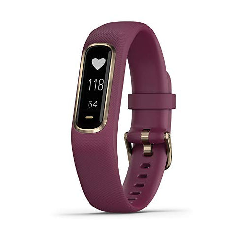 Image of Garmin vivosmart 4, Activity and Fitness Tracker w/Pulse Ox and Heart Rate Monitor, Gold with Berry Band
