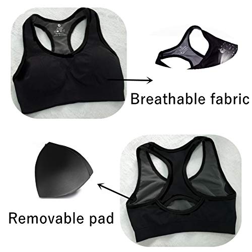 LUCKY CUP Padded Strappy Sports Bras for Women Girl Sexy Thin Underwear Crisscross Back - Activewear Tops for Yoga Running Fitness (2 Pack, S)